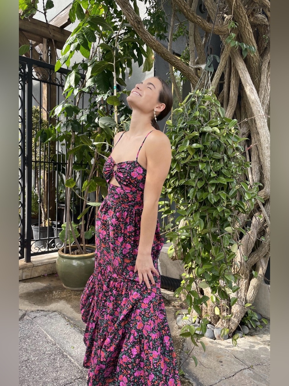 Fore Midi Dark Floral Dress
